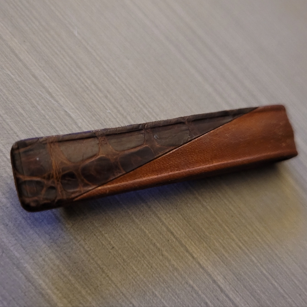 🤑Vintage SWANK Leather & Alligator Skin Money Clip - Picture 6 of 10